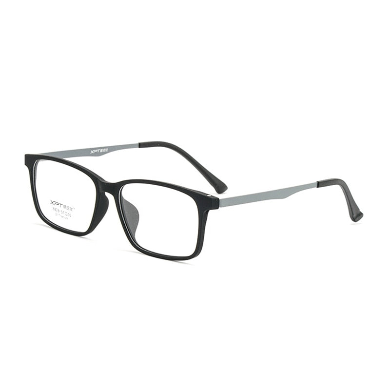 Hotony Unisex Full Rim Square TR 90 Resin B Titanium Frame Eyeglasses 9829 Full Rim Hotony Black Gray  