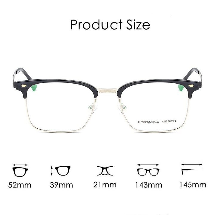 KatKani Unisex Full Rim Titanium Alloy Square Frame Eyeglasses K9563 Full Rim KatKani Eyeglasses   