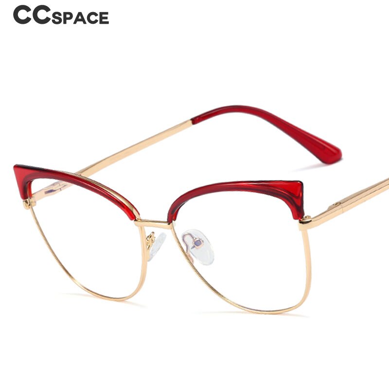 CCSpace Unisex Full Rim Cat Eye Tr 90 Alloy Frame Eyeglasses 48327 Full Rim CCspace   