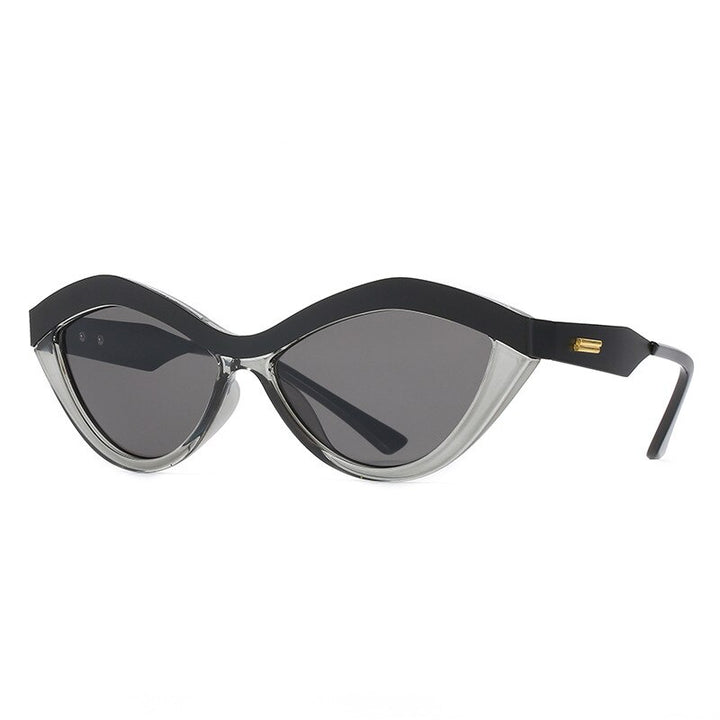 CCSpace Full Rim Cat Eye Resin Frame Sunglasses 46885 Sunglasses CCspace Sunglasses C1Black-Gray  