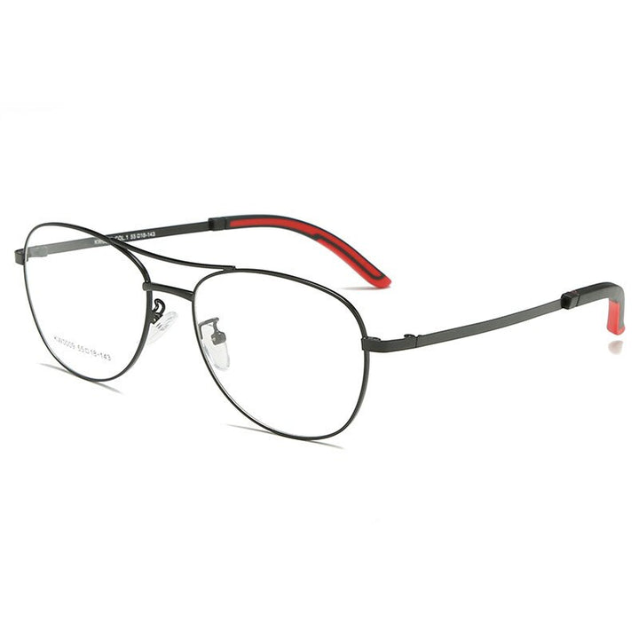Unisex Double Bridge Full Rim Alloy Frame Eyeglasses Kw0009 Full Rim Bclear Black  