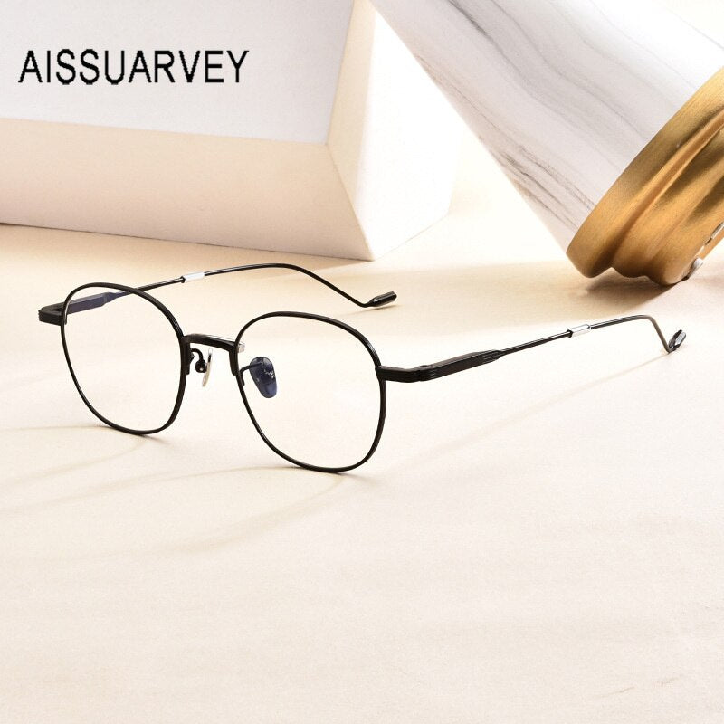 Aissuarvey Unisex Full Rim IP Titanium Frame Eyeglasses Full Rim Aissuarvey Eyeglasses   