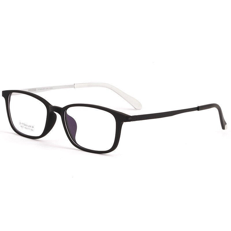 Hdcrafter Unisex Full Rim Square Tr 90 Titanium Frame Eyeglasses 8807 Full Rim Hdcrafter Eyeglasses Black White  