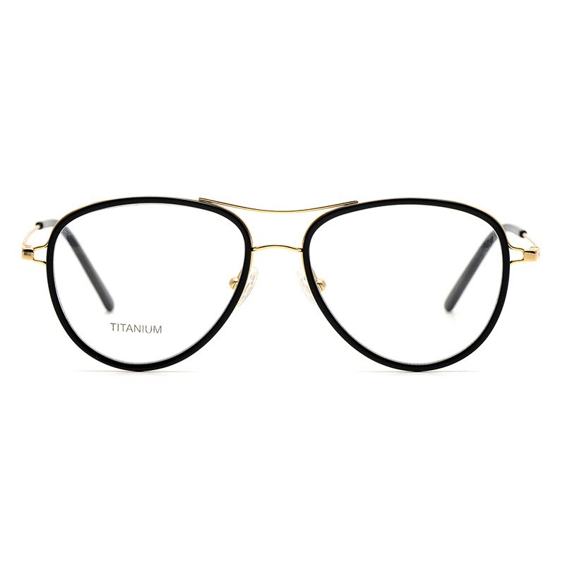 Aissuarvey Round Full Rim Double Bridge Titanium Frame Eyeglasses Unisex Full Rim Aissuarvey Eyeglasses Black golden  