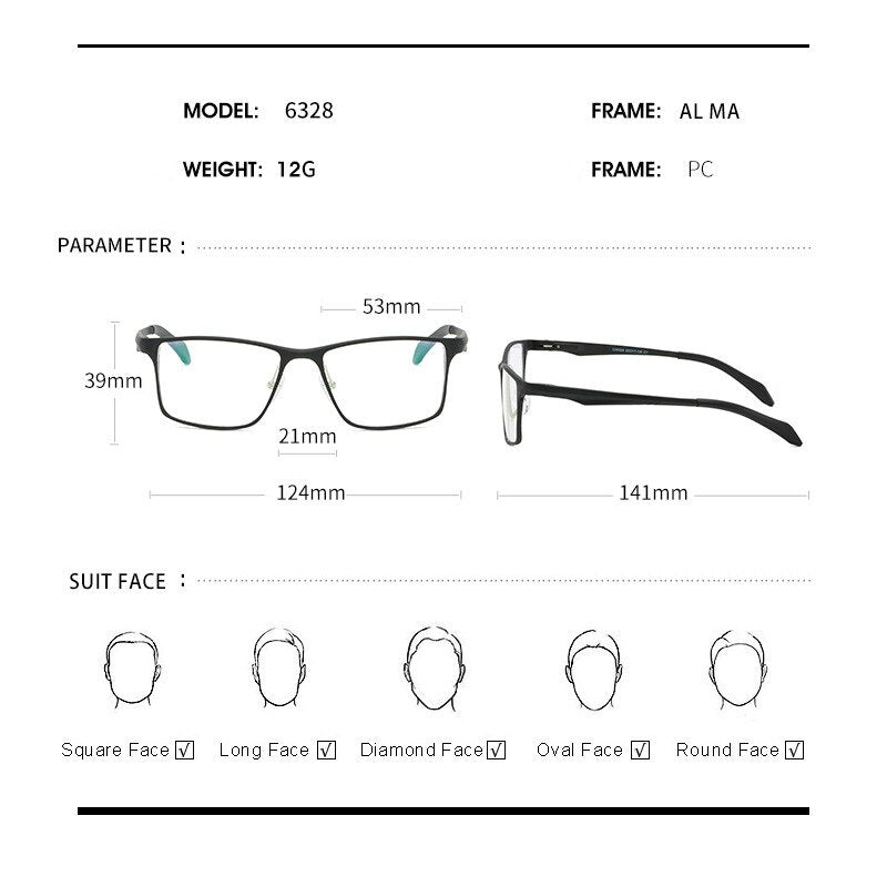 Hdcrafter Unisex Full Rim Square Titanium Frame Eyeglasses 6328 Full Rim Hdcrafter Eyeglasses   