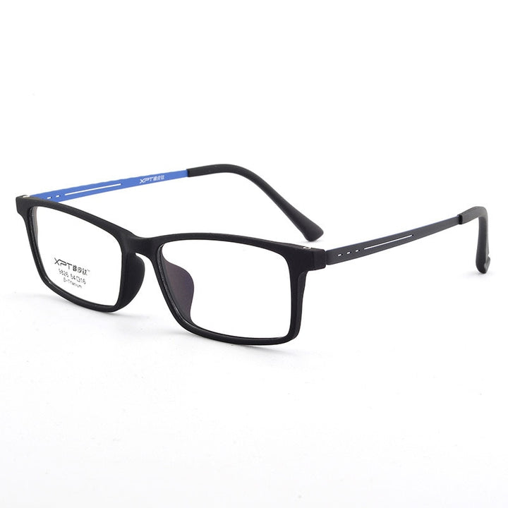Unisex Full Rim Acetate Titanium Frame Eyeglasses Sc9826 Full Rim Bclear Black F Blue leg  