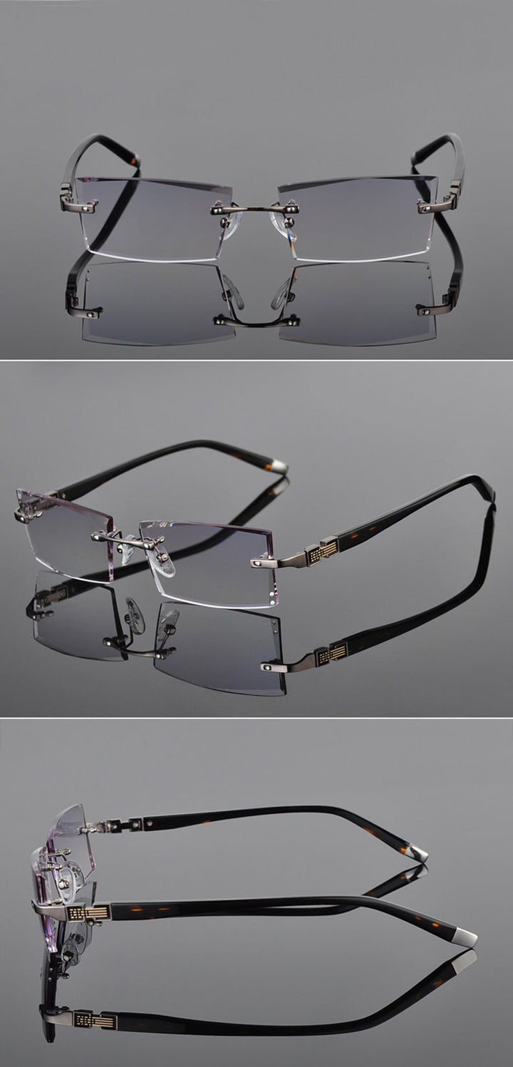 Reven Jate 58050 Alloy Rimless Diamond Cutting Man Glasses Frame Eyeglasses Men Eyewear Rimless Reven Jate   