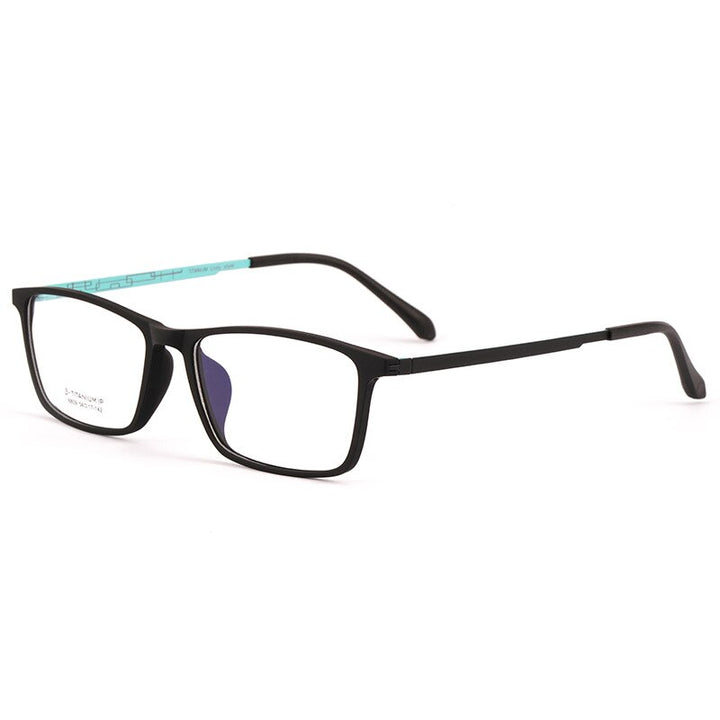 Yimaruili Men's Full Rim TR 90 Resin β Titanium Frame Eyeglasses 8809X Full Rim Yimaruili Eyeglasses Black Green  