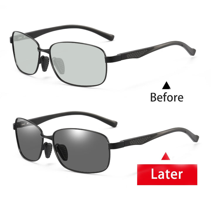 Aidien Unisex Aluminum Magnesium Photochromic Myopic Sunglasses B8177 C4 C5 C6 Sunglasses Aidien Polarized-C6 0 