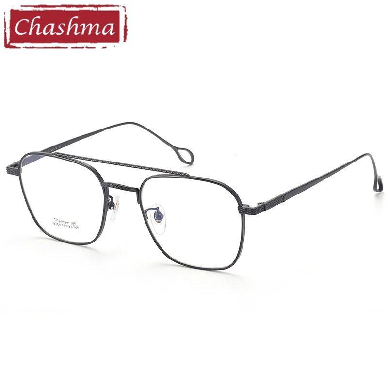 Unisex Square Full Rim Titanium Frame Eyeglasses 8365 Full Rim Chashma Black  