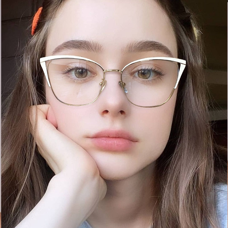 Hotony Women's Full Rim Cat Eye TR 90 Resin Alloy Frame Eyeglasses 95778 Full Rim Hotony   