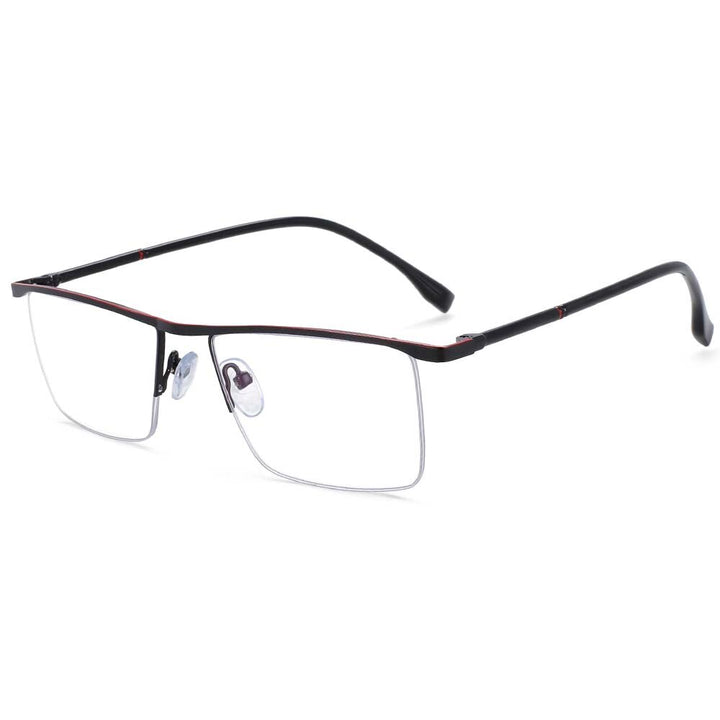 CCSpace Unisex Semi Rim Rectangle Alloy Frame Eyeglasses 54072 Semi Rim CCspace China black-red 
