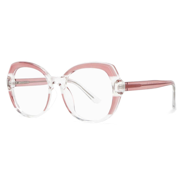 CCSpace Women's Full Rim Round Tr 90 Titanium Frame Eyeglasses 53701 Full Rim CCspace Pink  