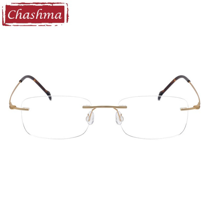 Unisex Rimless Titanium Rectangle Frame Ultra Light Eyeglasses 16006 Rimless Chashma   
