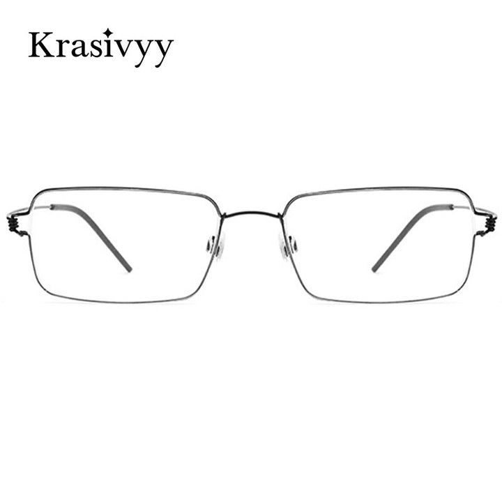 Krasivyy Men's Full Rim Square Screwless Titanium Alloy Eyeglasses Kr68606 Full Rim Krasivyy   