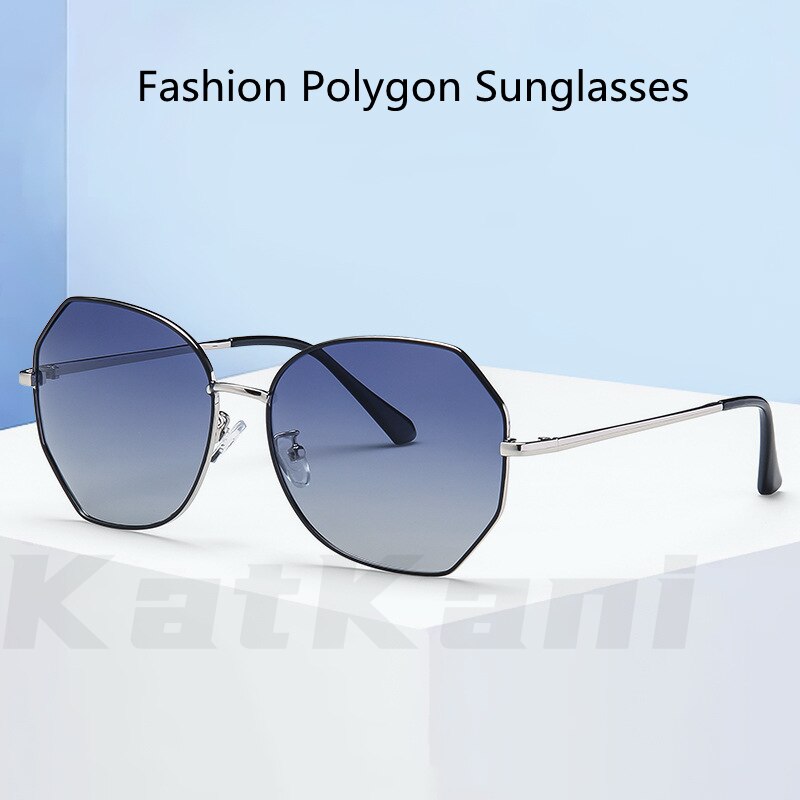 KatKani Unisex Full Rim Polygonal Round Alloy Frame Polarized Sunglasses 8063 Sunglasses KatKani Sunglasses   