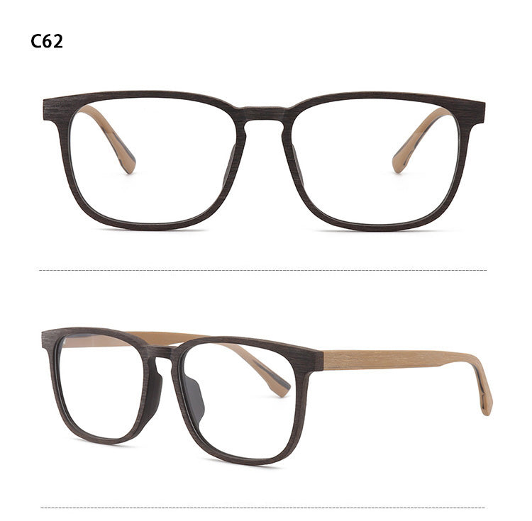 Hdcrafter Men's Full Rim Square Metal Wood Frame Eyeglasses P1688 Full Rim Hdcrafter Eyeglasses   