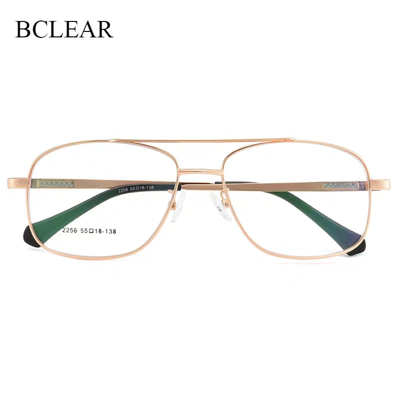 Bclear  Men's Double Bridge Full Rim Alloy Square Eyeglasses N2256 Full Rim Bclear   
