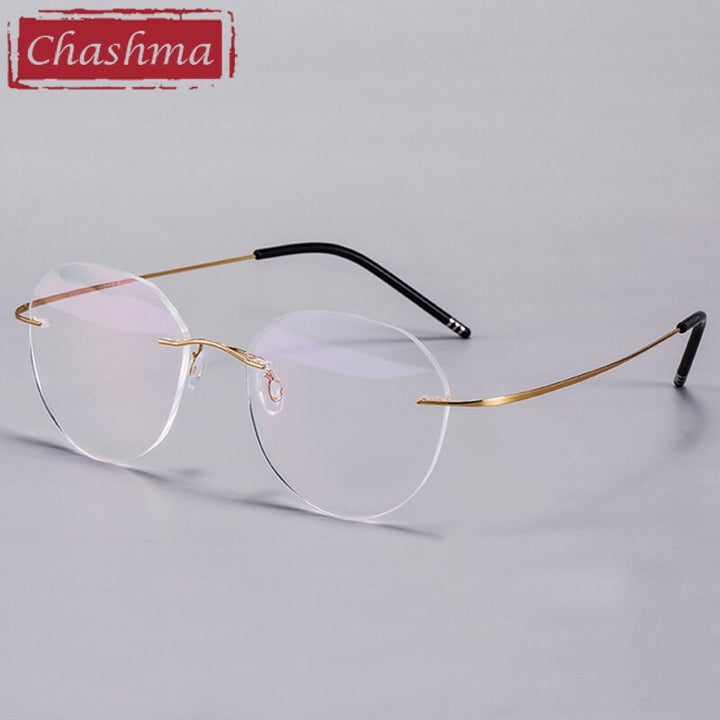 Women's Round Titanium Frame Ultra Light Rimless Eyeglasses 8152 Rimless Chashma   