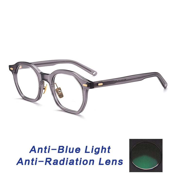 Gatenac Unisex Full Rim Square Acetate Frame Eyeglasses Gxj33 Full Rim Gatenac Gray Anti blue  