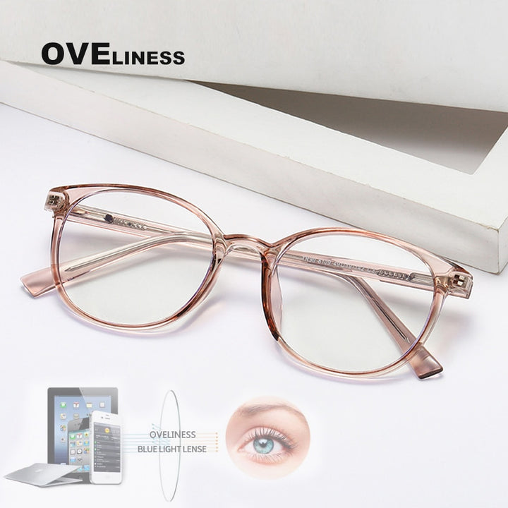 Oveliness Unisex Full Rim Round Square Tr 90 Titanium Eyeglasses 8109 Full Rim Oveliness   