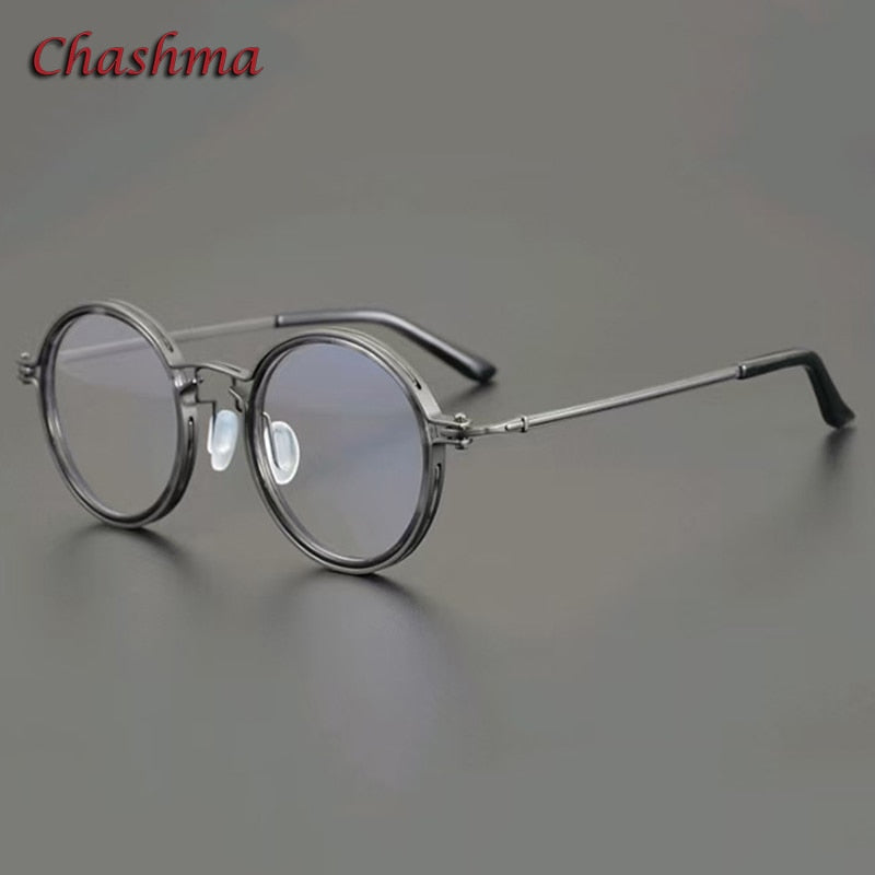 Chashma Ochki Unisex Full Rim Round Titanium Acetate Eyeglasses Z012 Full Rim Chashma Ochki   