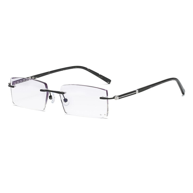 Zirosat 52050 Men's Eyeglasses Square Rimless Rimless Zirosat black diamond cut  
