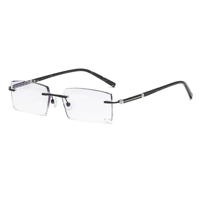 Zirosat 52050 Men's Eyeglasses Square Rimless - black diamond cut