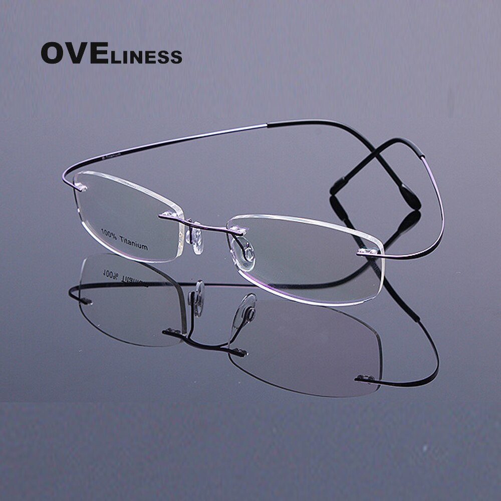 Oveliness Unisex Rimless Rectangle Titanium Eyeglasses Olp002 Rimless Oveliness purple  