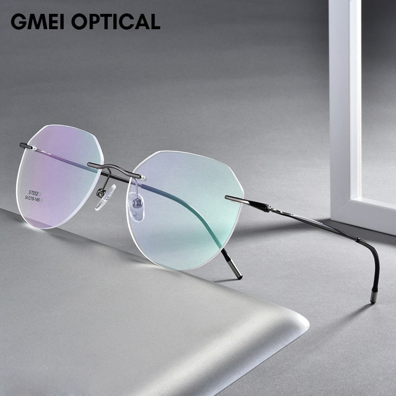 Gmei Men's Eyeglasses Ultralight Titanium Alloy Rimless S7052 Rimless Gmei Optical   