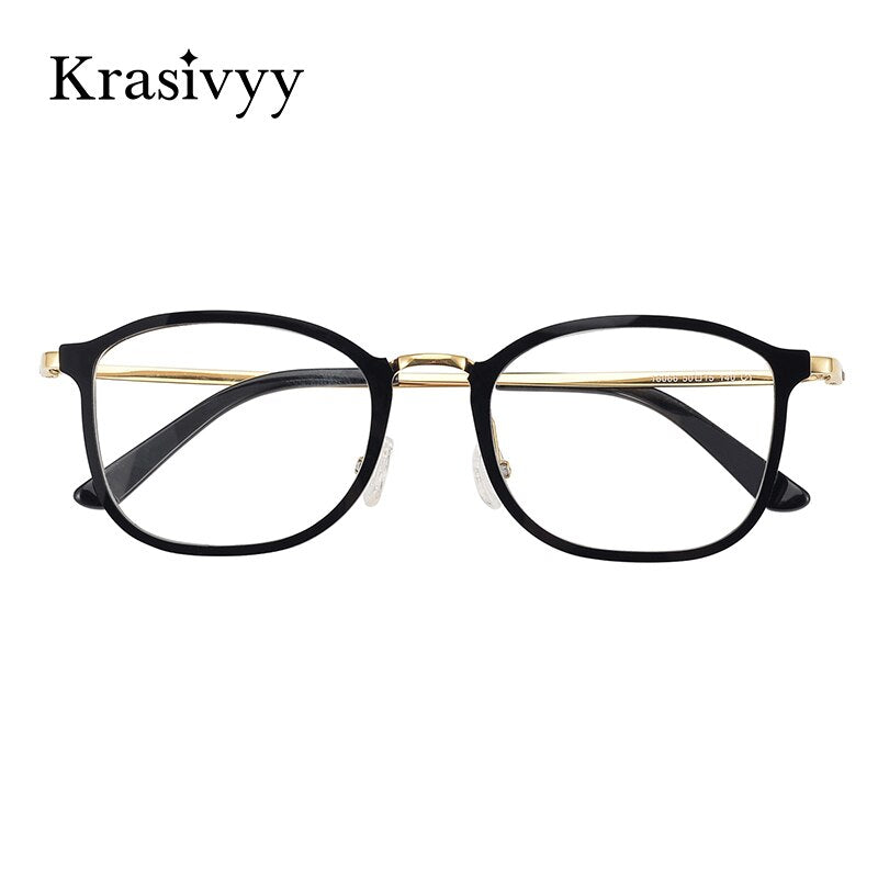 Krasivyy Men's Full Rim Square Tr 90 Titanium Eyeglasses Kr16066 Full Rim Krasivyy   