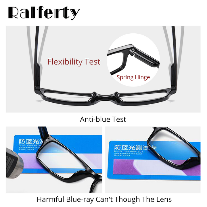 Ralferty Unisex Small Rectangle Reading Glasses Anti Blue Light D6101 Reading Glasses Ralferty   