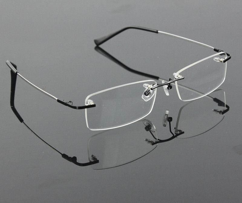 Men's Rimless Titanium Alloy Frame Eyeglasses Rimless Brightzone Black  