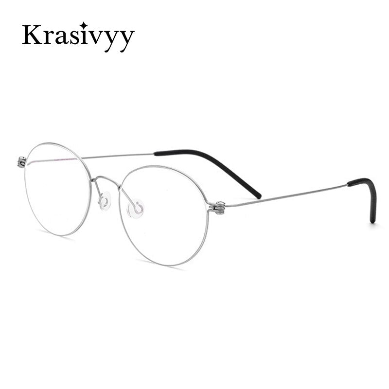 Krasivyy Men's Full Rim Round Screwless Titanium Eyeglasses Kr67510 Full Rim Krasivyy   