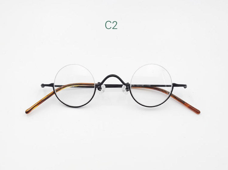 Yujo Unisex Semi Rim Round Stainless Steel Eyeglasses Customized Lens Options 35mm Semi Rim Yujo C2 China 