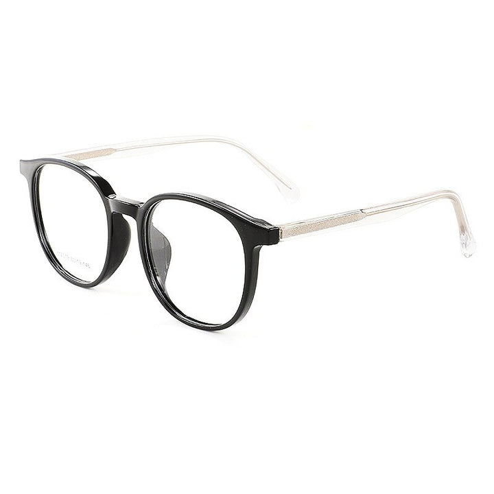 KatKani Unisex Full Rim  TR 90 Resin Round Frame Eyeglasses Mz019 Full Rim KatKani Eyeglasses Black Transparent  