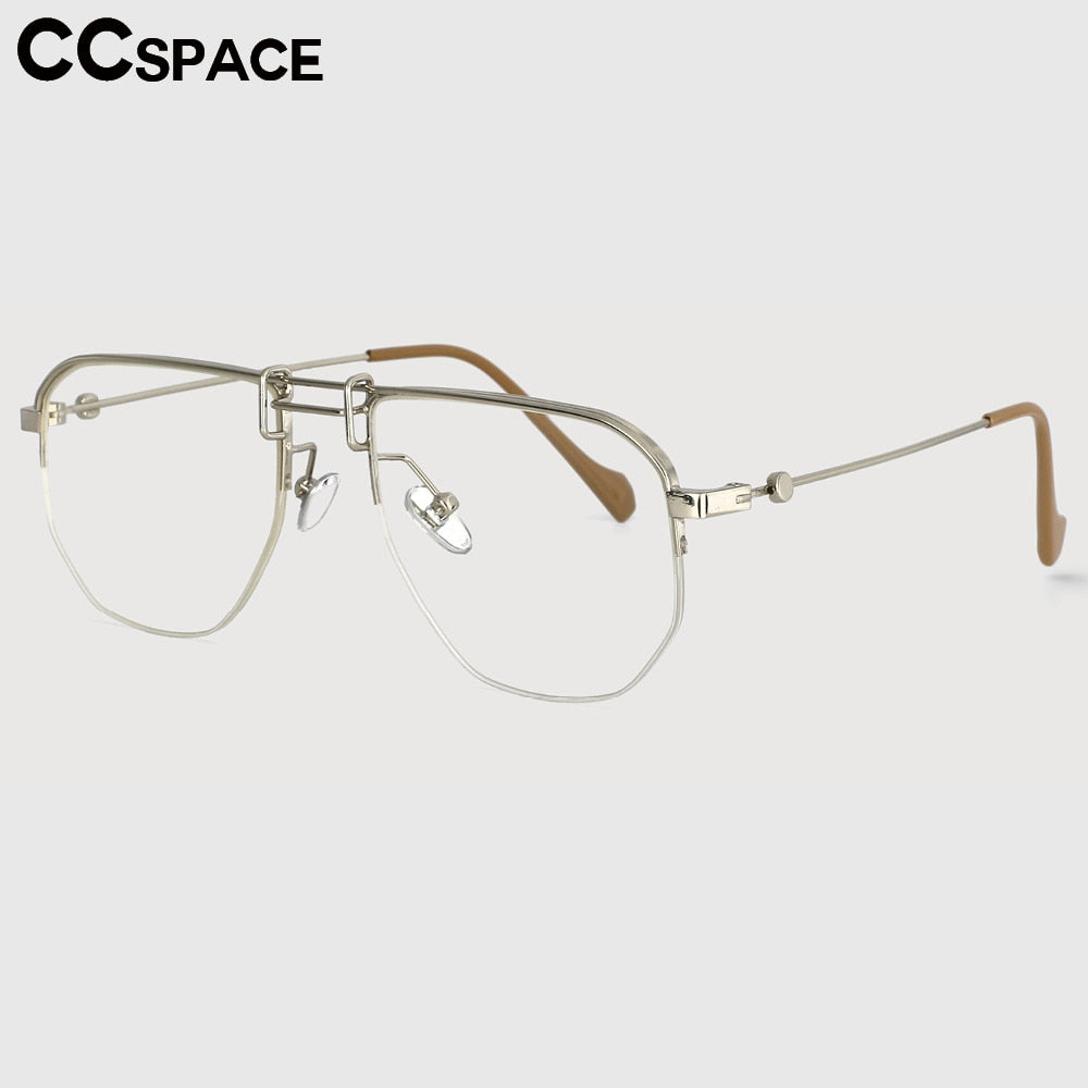 CCSpace Unisex Semi Rim Square Double Bridge Alloy Frame Eyeglasses 53747 Semi Rim CCspace   