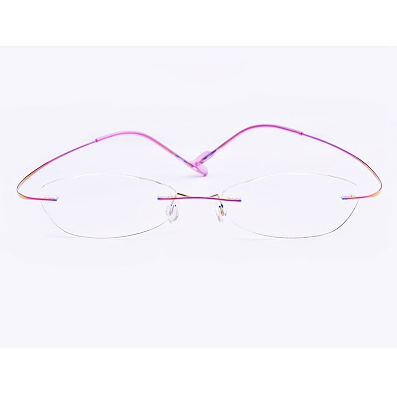 Yimaruili Unisex Rimless TR 90 Resin β Titanium Frame Eyeglasses Rimless Yimaruili Eyeglasses Pink  