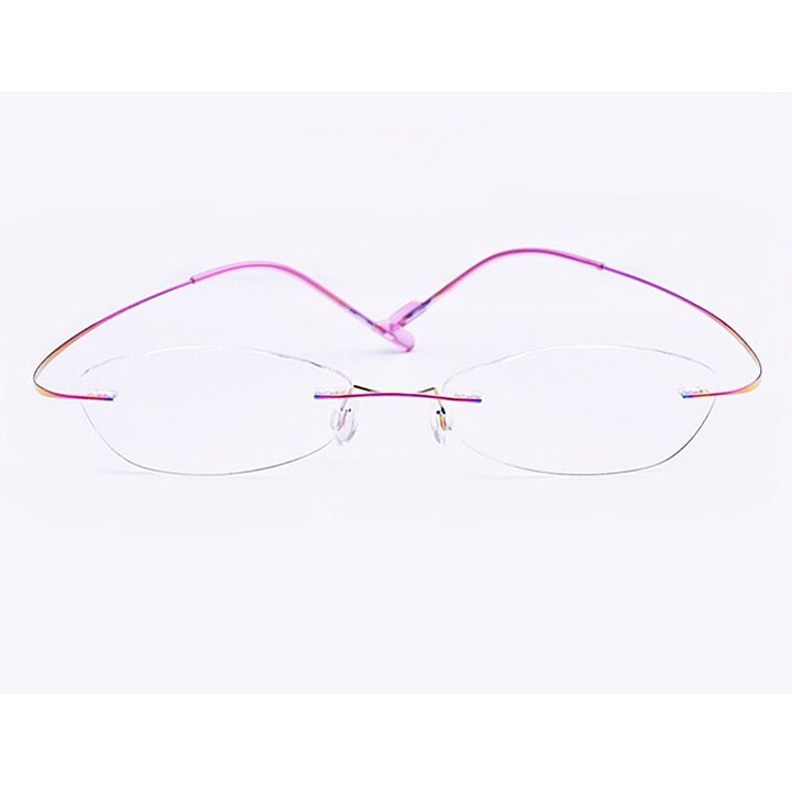 Yimaruili Unisex Rimless TR 90 Resin β Titanium Frame Eyeglasses Rimless Yimaruili Eyeglasses Pink  