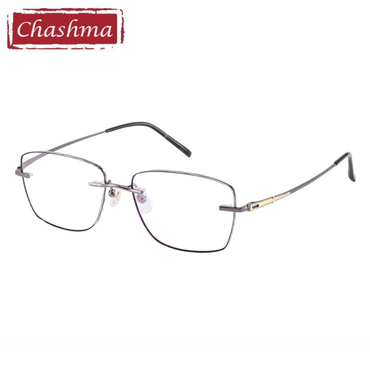 Chashma Men's Full Rim Square Titanium Frame Eyeglasses 8094 Frames Chashma Gray  