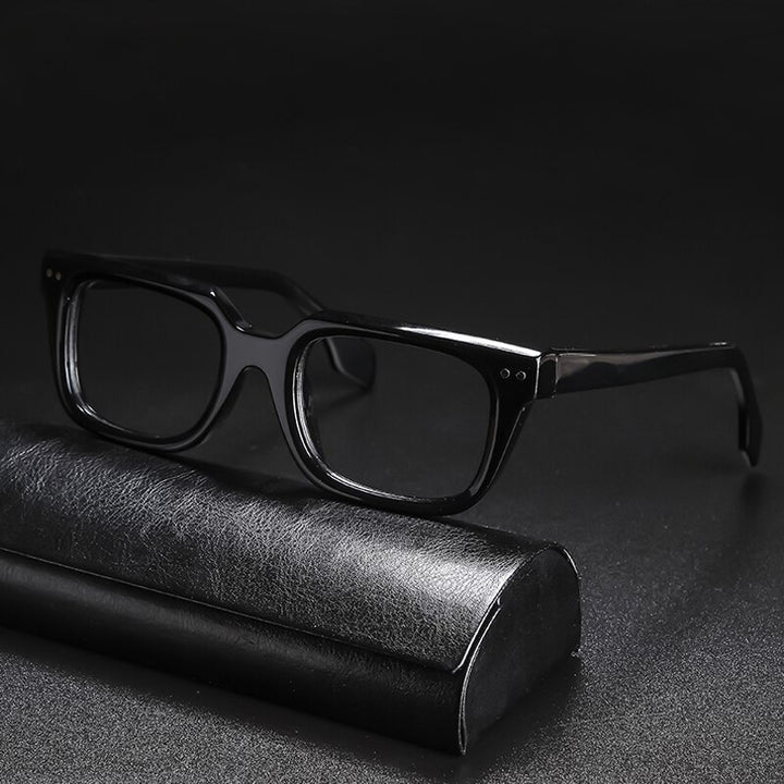 Gatenac Unisex Full Rim Square Acetate Frame Eyeglasses Gxyj725 Full Rim Gatenac Black  