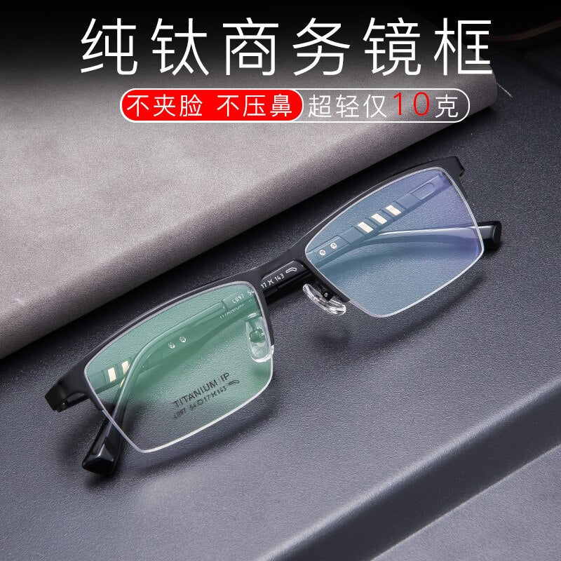 Men's Semi Rim Titanium Frame Eyeglasses Lb079 Semi Rim Bclear   
