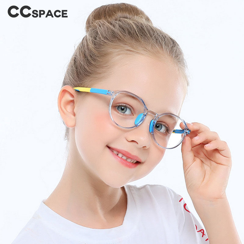 CCspace Children's Unisex Full Rim Round Tr 90 Titanium Frame Eyeglasses 49529 Full Rim CCspace   