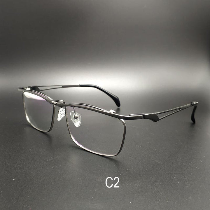 Unisex Titanium Square Flip Up Frame Reading Glasses Reading Glasses Yujo   