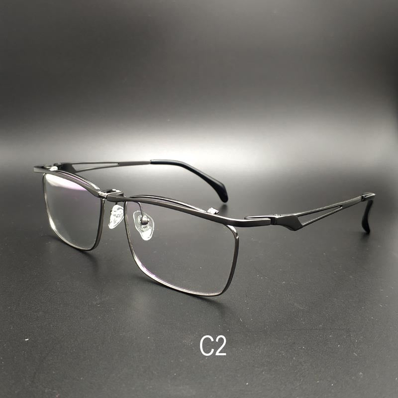 Yujo Unisex Full Rim Square Titanium Flip Up Frame Reading Glasses Y043 Reading Glasses Yujo   