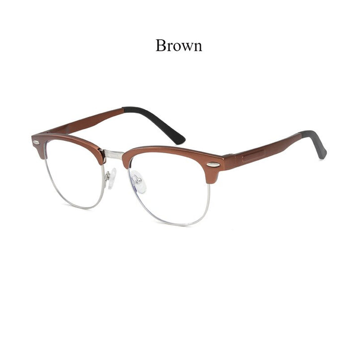 Hdcrafter Men's Semi Rim Square Aluminum Magnesium Frame Eyeglasses 6083 Semi Rim Hdcrafter Eyeglasses Auburn  