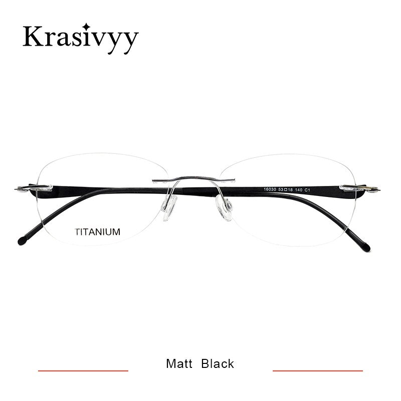 Krasivyy Women's Rimless Oval Titanium Screwless Eyeglasses Kr16030 Rimless Krasivyy Matt Black  