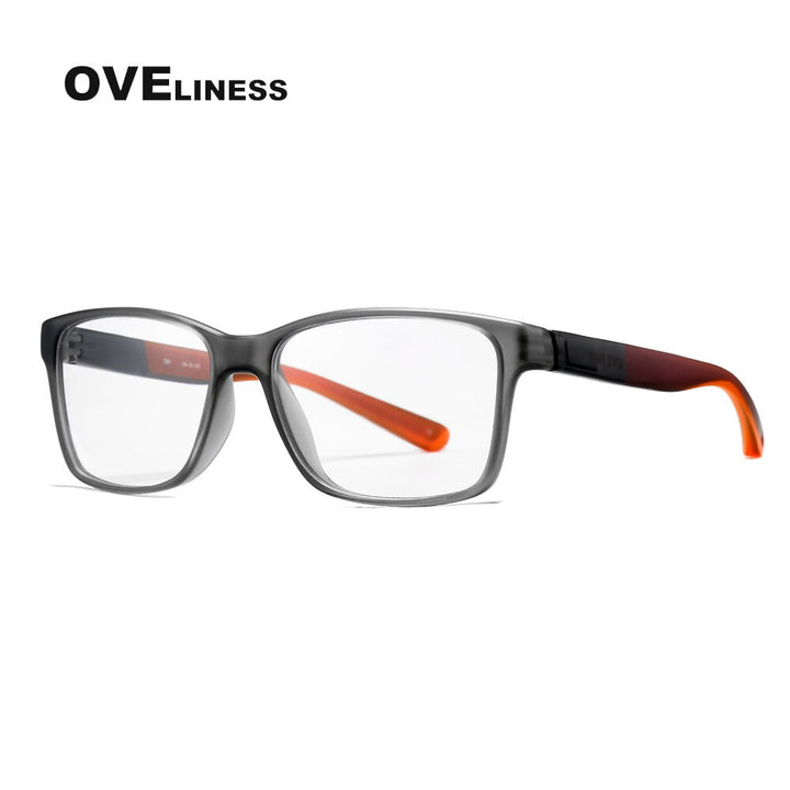 Oveliness Unisex Full Rim Square Tr 90 Titanium Eyeglasses 7091 Full Rim Oveliness grey orange  