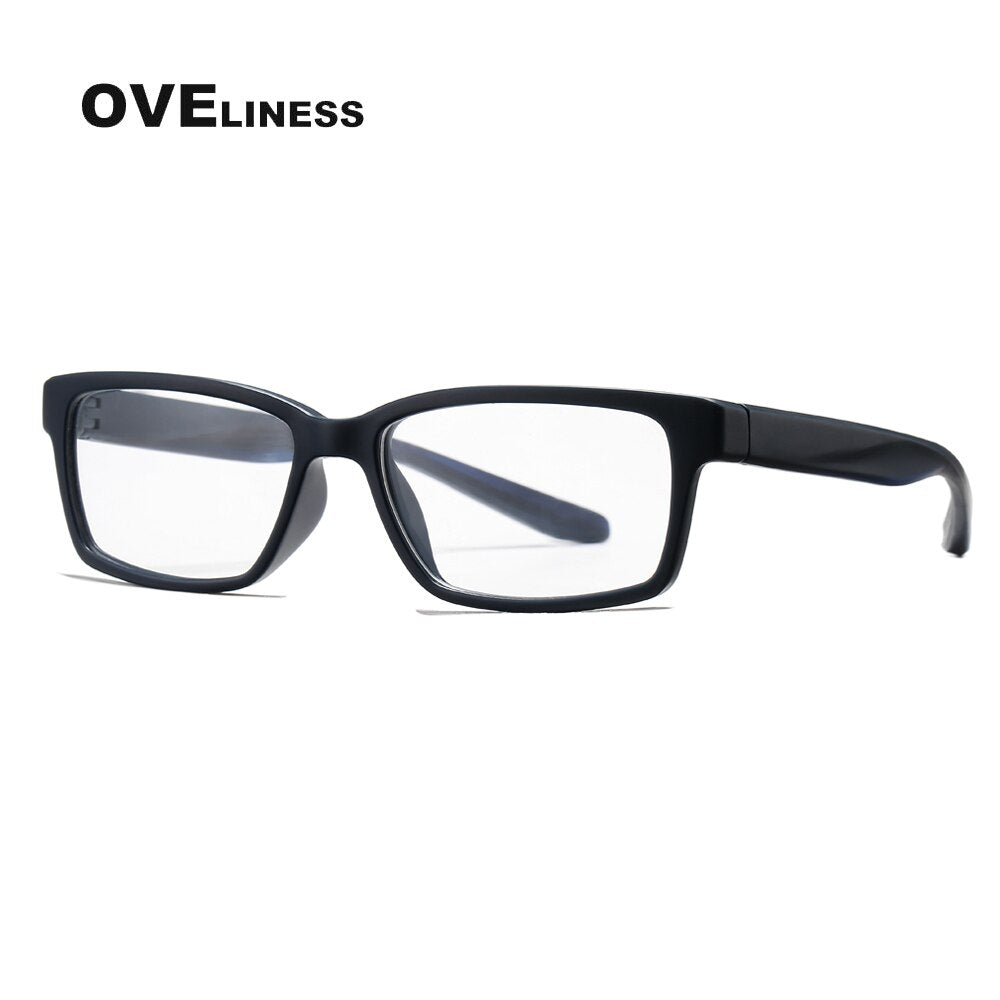 Oveliness Men's Full Rim Square Tr 90 Titanium Eyeglasses 7103 Full Rim Oveliness blue  