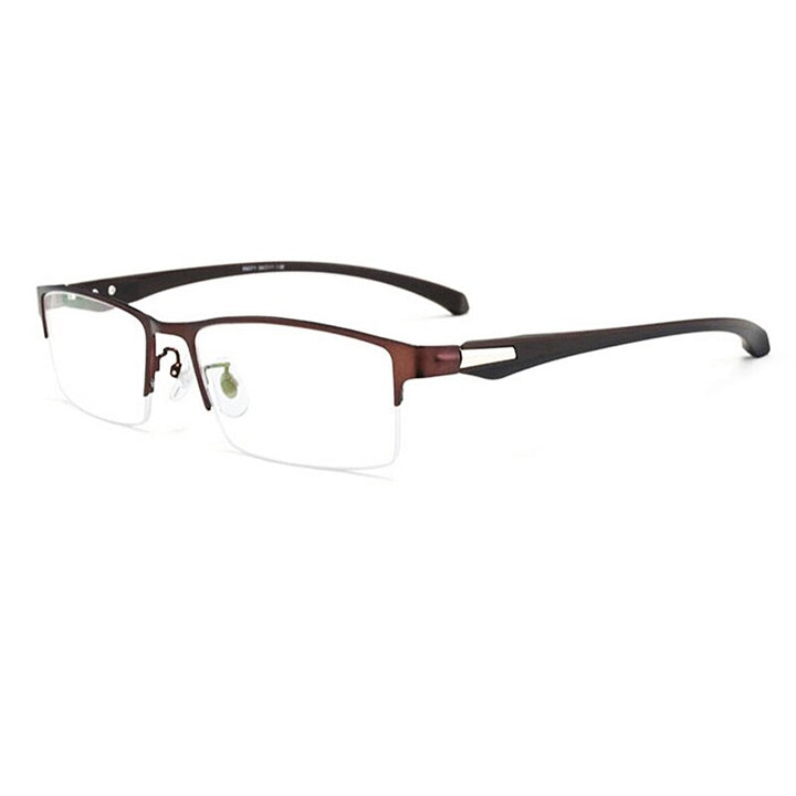 KatKani Men's Semi/Full Rim Alloy Frame Hyperopic Anti Blue Light Reading Glasses 66071-1 Reading Glasses KatKani Eyeglasses +100 Brown 